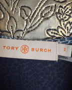 117 - Tory Burch Blue Snake-Print Silk Georgette Dress Size 2 — photo 3: tag view