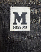 M Missoni Black and White Chevron V-Neck 3/4-Sleeve Knit Dress — tag brand