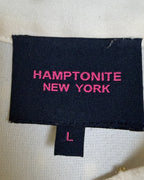 Hamptonite New York White Silk Gold-Dot Ruffle Blouse Size L — tag brand size