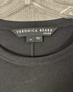 Veronica Beard Jeans Tazi Black Ruched-Side Drawstring Tee Size M — tag brand size country