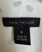 Ann Taylor White Eyelet Ruffle-Neck Button-Front Blouse Size M — tag brand size country