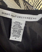 Diane von Furstenberg Lorah Black and White Geometric Silk Cowl-Neck Dress Size 4 — tag brand size material country