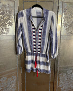 Bindu Stripe Embroidered Tassel Romper Size S photo 1