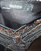 Metme Sequined Beaded V Neck Dress with Fringe Size Medium