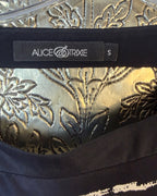 Brand and Size Tag view of Alice + Olivia Zebra-Print Silk Maxi Dress Size S