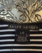 Brand and Size Tag view of Ralph Lauren Striped Tie-Neck Top Size L