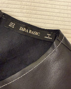 Care Tag view of Zara Basic Faux-Leather Sleeveless Peplum Top Size M