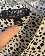 Care Tag view of Topshop Dalmatian-Print Ruffle Blouse Size US 8 (UK 12, EU 40)