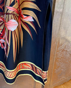 Detail 02 view of Tropical Floral Border-Print Silk Maxi Dress