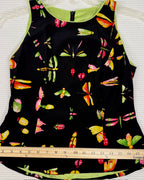 Measurement 02 view of Butterfly and Cocktail Print Sleeveless Peplum Top