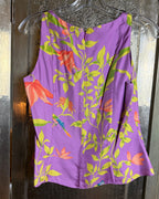 Purple Hummingbird-and-Floral Sleeveless Top and Long Skirt Set — photo 4: back view