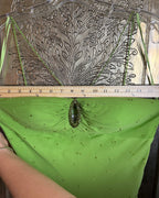 129 - Gilar Green Silk Dress Size 6 — photo 4: detail view