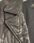 June Black Tonal Camouflage Leather Biker Jacket Size M — detail lapel shoulder