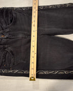 Zara Z1975 Black Distressed Skinny Ankle Jeans with Faux-Snakeskin Side Stripe Size US 4 (EUR 36, MEX 26) — measurement back rise