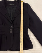 Iris Setlakwe Black Ruffled-Collar Three-Button Peplum Blazer Size 8 — measurement length