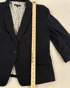 Ann Taylor Black Cotton-Blend 3/4-Sleeve Single-Breasted Blazer Size 14 — measurement length