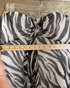 Philip DiCaprio Black and White Zebra-Print Strapless Silk Ruffle Maxi Dress Size 8 — measurement underbust