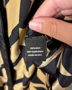 67 - Alice + Olivia Black and Yellow Geometric Silk Blouse Size L — photo 4: tag view