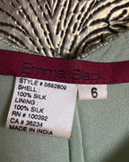 125 - Emma Black Green Silk Top Size 6 — photo 4: tag view