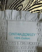Cynthia Rowley White Embroidered Beach-Motif Cotton Ruffle-Hem Nightgown — tag brand material