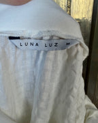 Brand and Size Tag view of Luna Luz Textured Linen-Blend Dress Size M