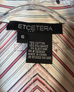 Care Tag view of Etcetera Striped Floral-Embroidered Shirt Size 6