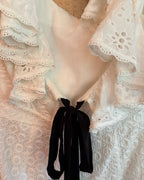 Detail 03 view of Saloni Ella Broderie Anglaise Eyelet Midi Dress Size US 4 (UK 8, EU 34)