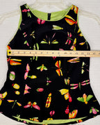 Measurement 03 view of Butterfly and Cocktail Print Sleeveless Peplum Top