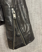 June Black Tonal Camouflage Leather Biker Jacket Size M — detail cuff zipper