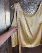Champagne-Gold Satin-Finish Scoop-Neck Sleeveless Shell — photo 5: measurement view