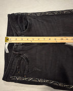 Zara Z1975 Black Distressed Skinny Ankle Jeans with Faux-Snakeskin Side Stripe Size US 4 (EUR 36, MEX 26) — measurement waist flat