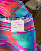 Care Tag view of Tropical Floral Border-Print Silk Maxi Dress