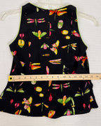 Measurement 04 view of Butterfly and Cocktail Print Sleeveless Peplum Top