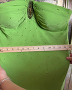 129 - Gilar Green Silk Dress Size 6 — photo 6: detail view