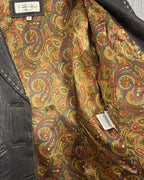 Tasha Polizzi Black Southwestern Real Leather Jacket with Paisley Lining Size M — detail paisley lining