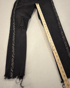 Zara Z1975 Black Distressed Skinny Ankle Jeans with Faux-Snakeskin Side Stripe Size US 4 (EUR 36, MEX 26) — measurement inseam