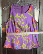 Purple Hummingbird-and-Floral Sleeveless Top and Long Skirt Set — photo 6: measurement view