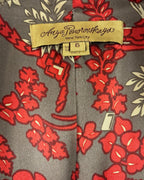 Anya Ponorovskaya Black Open-Front Blazer with Red Floral Lining Size 6 — tag brand size