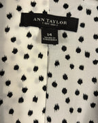 Ann Taylor Black Cotton-Blend 3/4-Sleeve Single-Breasted Blazer Size 14 — tag brand size country