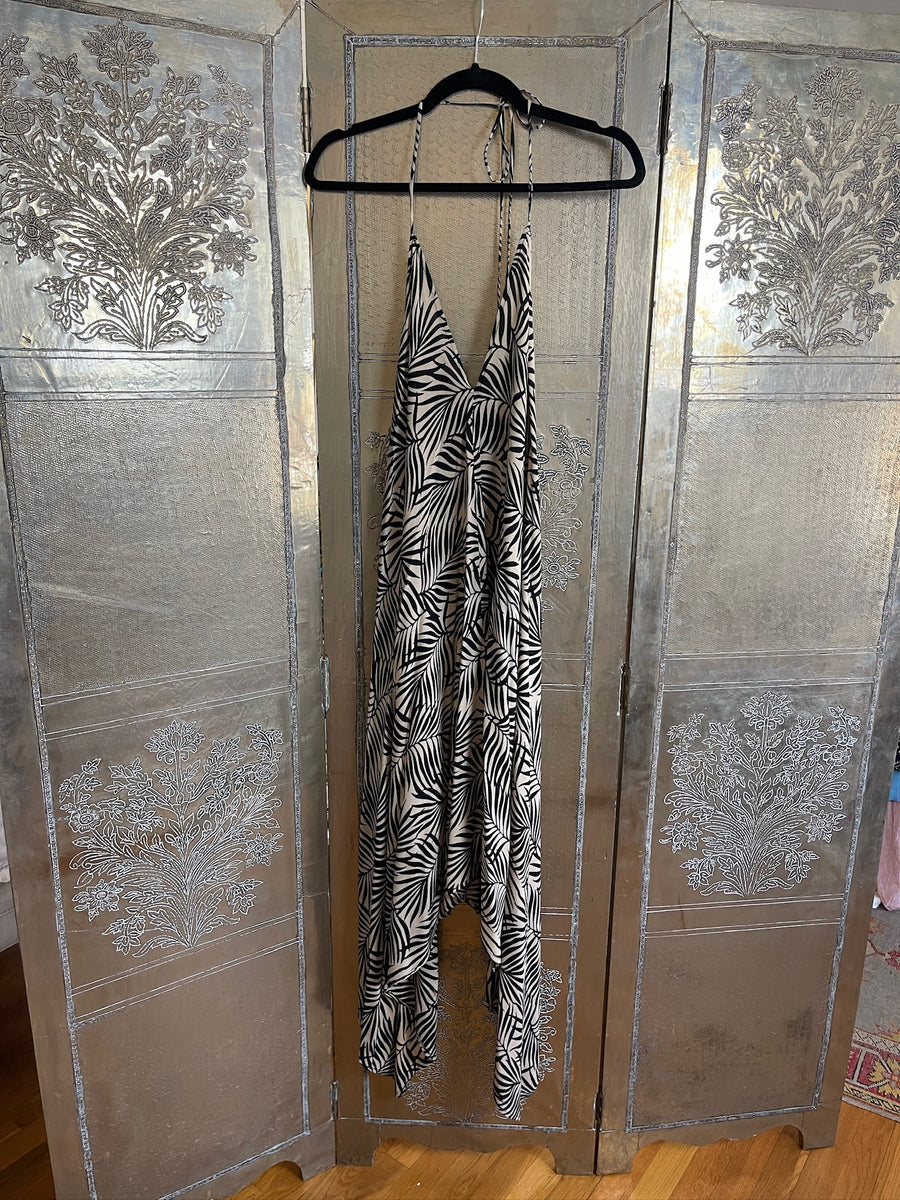 Black White Halter Printed Jumpsuit photo 1