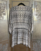 Calypso St Barth Gray White Ikat Beaded Hem Tunic Size 0 photo 1