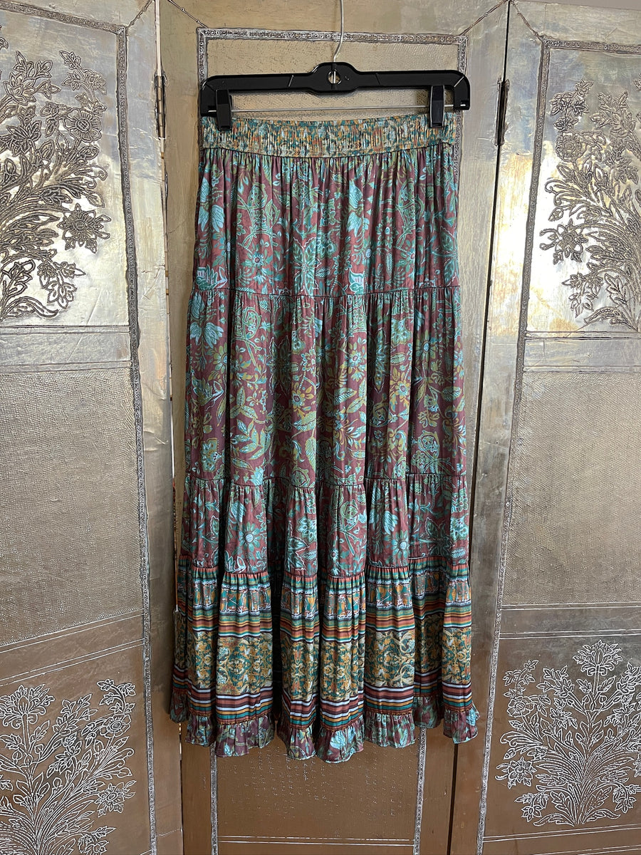 Current Air Paisley Border Print Maxi Skirt Size S photo 1