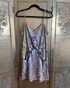 Glam Gray Purple Print Slip Dress Size S photo 1