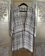 Calypso St Barth Gray White Ikat Beaded Hem Tunic Size 0 photo 2
