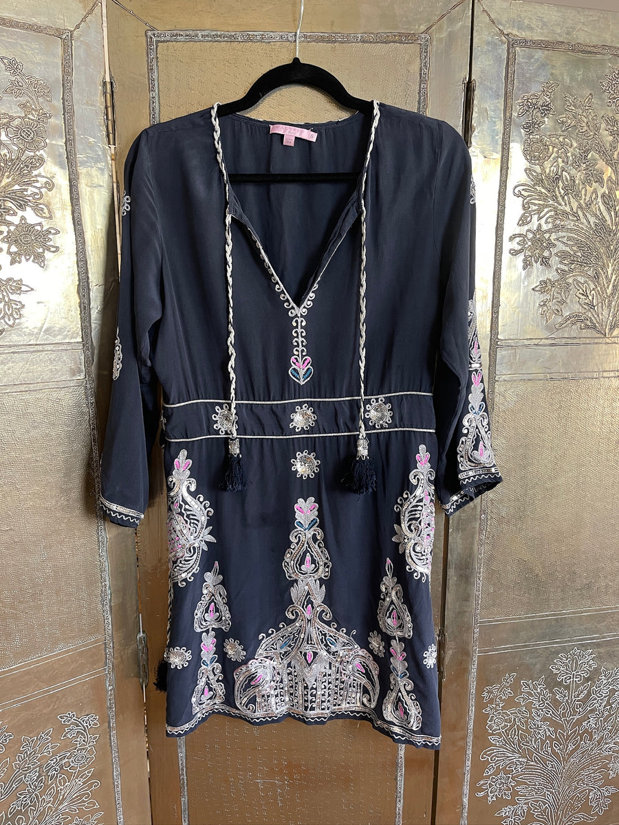 Black Embroidered Tassel Tunic photo 1