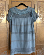 Cynthia Rowley Blue Gray Lace Panel Shift Dress Size M photo 2