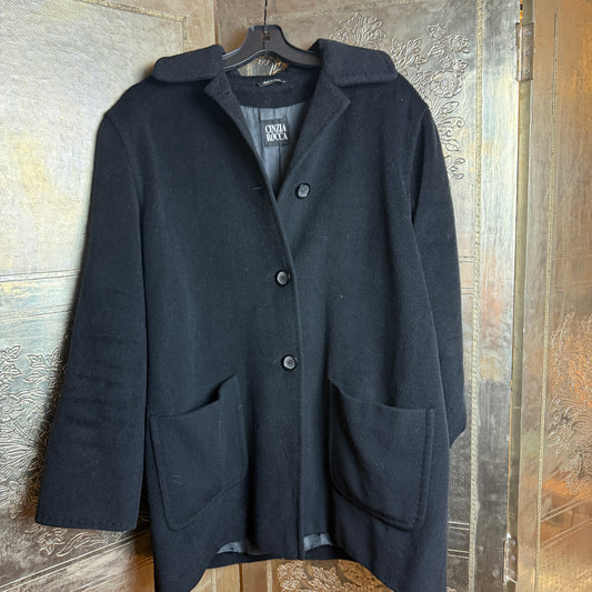 Cinzia Rocca Black Wool Angora Coat