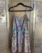 Glam Gray Purple Print Slip Dress Size S photo 2