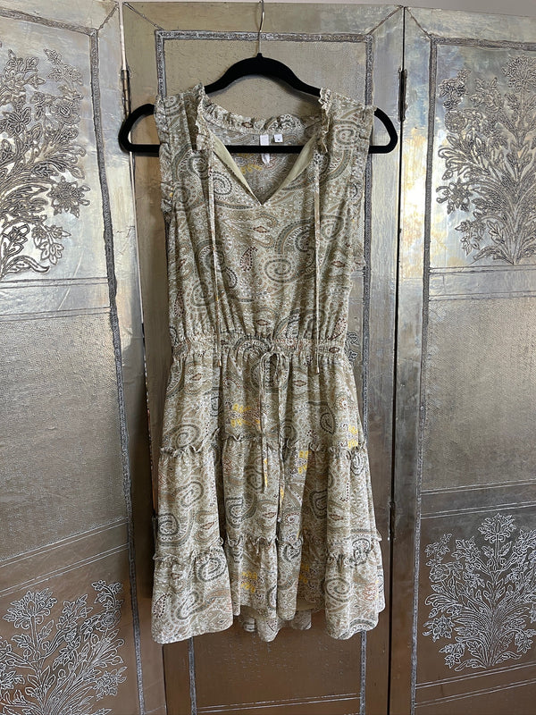 Elan Paisley Sleeveless Tie Waist Dress Size M photo 2