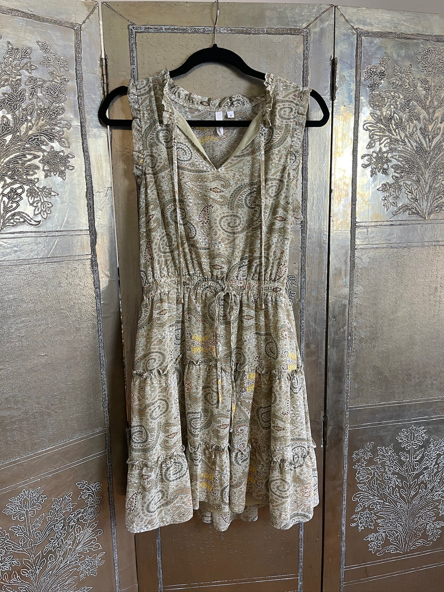 Elan Paisley Sleeveless Tie Waist Dress Size M photo 2